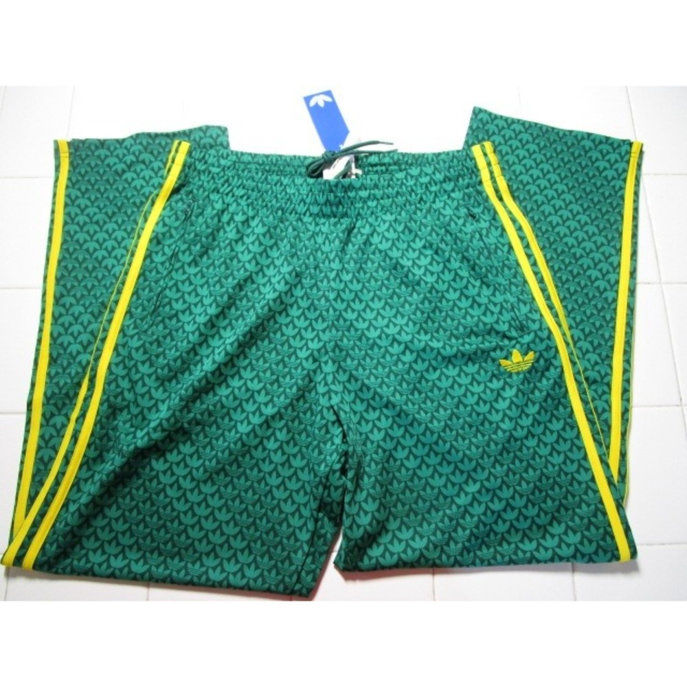 Adidas Originals KD0396 Firebird Track Pants Men's Large Green Trefoil Monogram